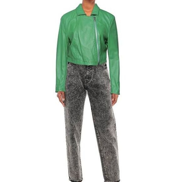 crop leather jacket, size marked 8, but actually between the sizes- 6/8 - Picture 3 of 12